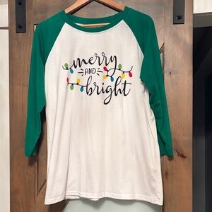 Merry and Bright Raglan Tee Women’s Size L